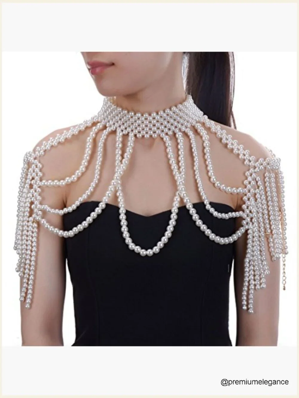 Simulated Pearl Collar Bib Necklace for Women Fashion Costume Jewelry